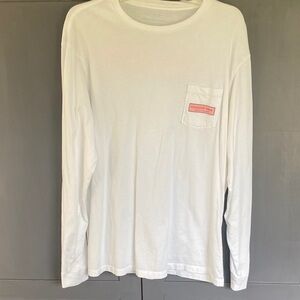 Vineyard Vines White Long Sleeve with Pink Pocket Logo large. Possibly men’s.